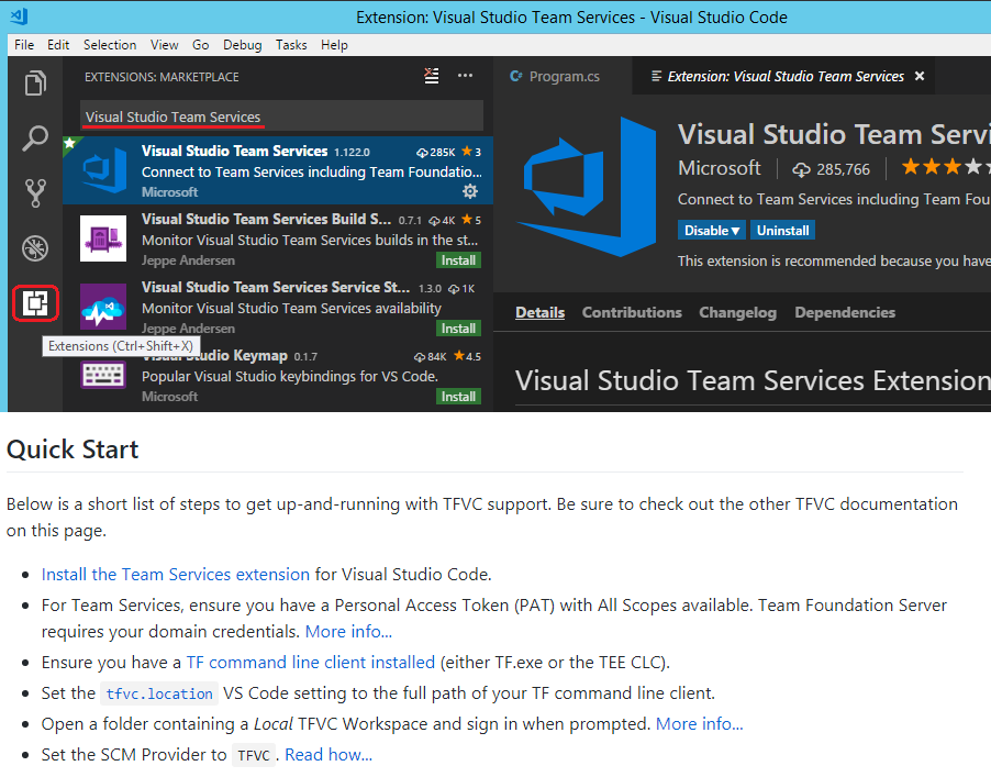 visual studio for mac team services